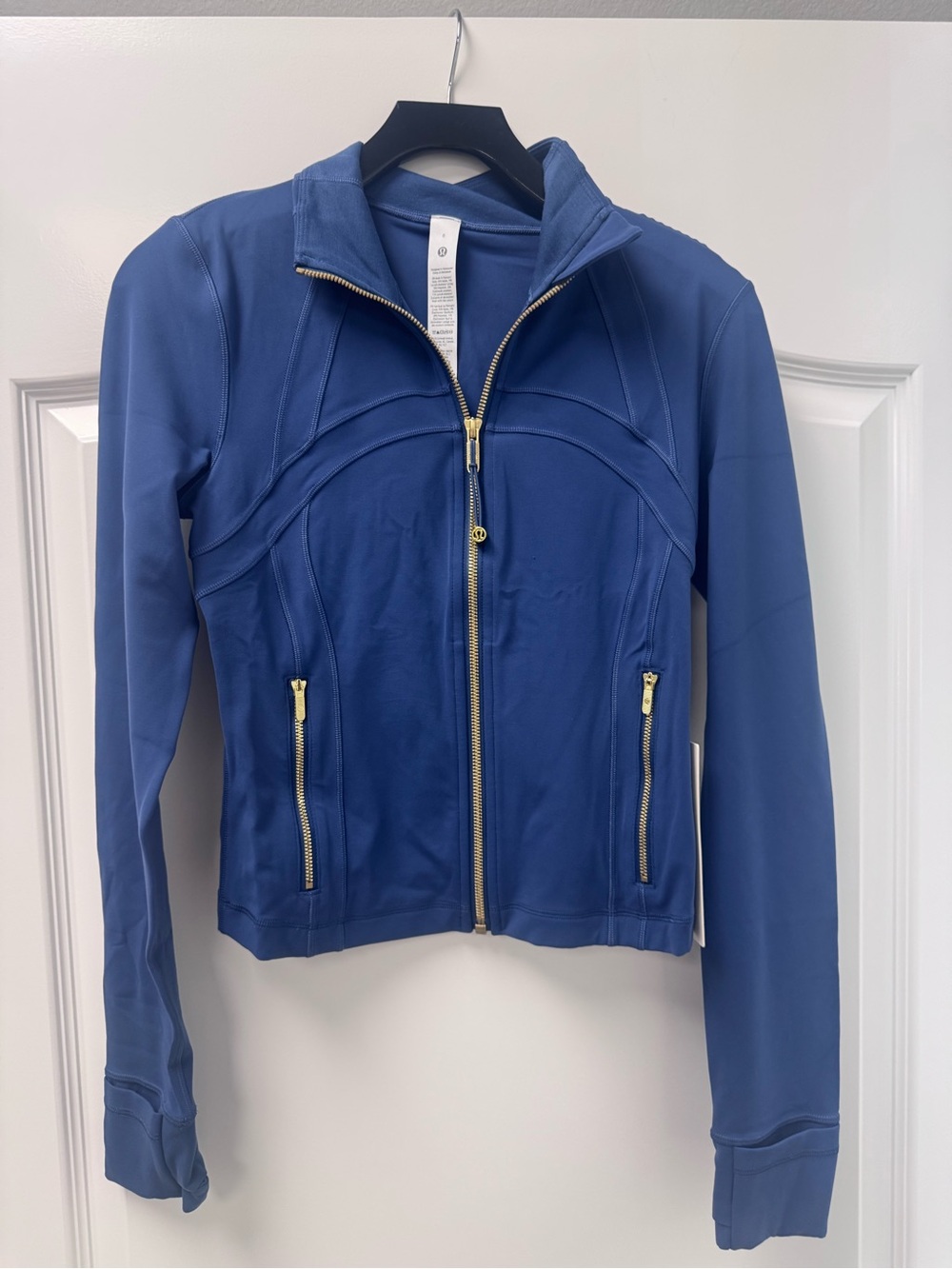 lululemon athletica Blue Zip-Front Turtleneck Jacket with Gold Hardware